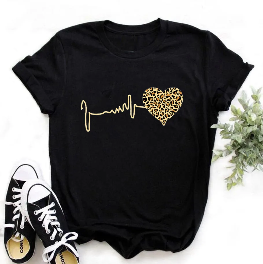 Top Trends: Summer New 90 ’s Leopard Heartbeat Short Sleeve Print Clothing Women&#039;s T-Shirt Harajuku Graphic Clothing Women&#039;s Top, Drop Ship Shoppable Styles