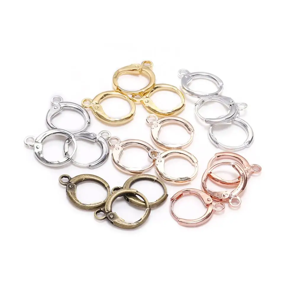 Top Trends: 20pcs / lot 14x12mm Gold France Lever Earring Hooks Wire Settings Base Earrings Hoops For Jewelry Making Finding Supplies Shoppable Styles