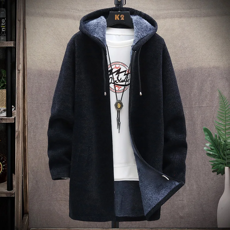 Top Trends: Zipper Jumper Cardigan Sweater Autumn / winter Long Coat Fleece Heavy Wool Hoodie Solid Chenille Men's Fashion Jacket Shoppable Styles - Image 5