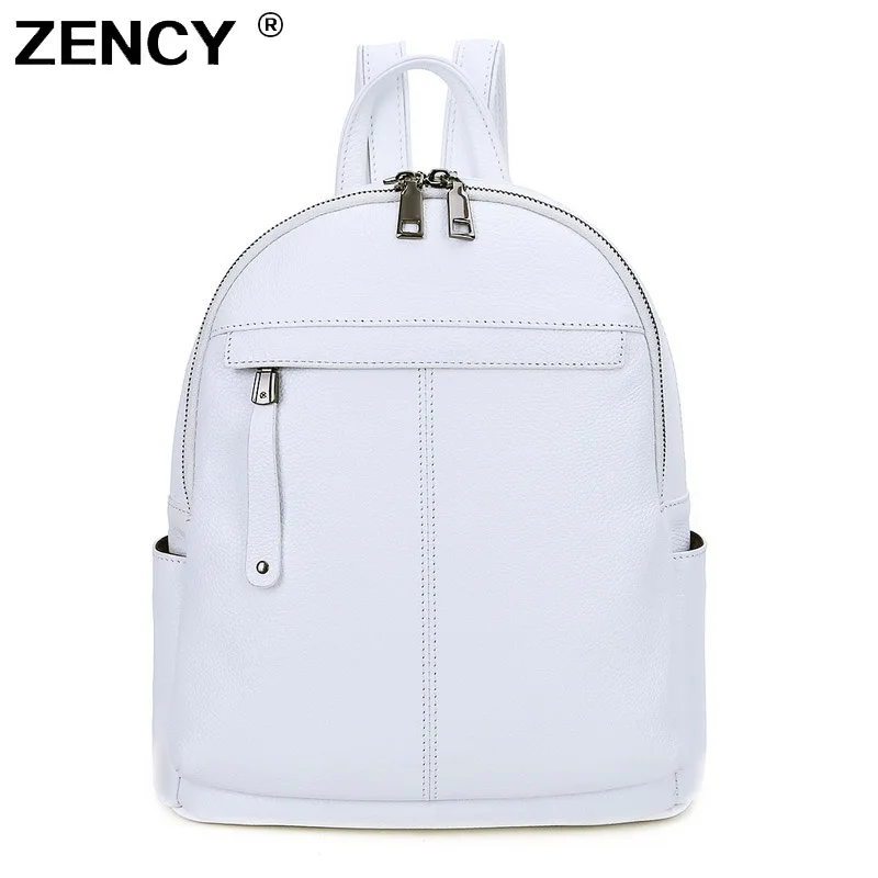 Top Trends: ZENCY Soft Genuine Cow Leather Women Backpack First Layer Cowhide Ladies Wife Gifts White Backpacks Travel School Shopping Bag Shoppable Styles