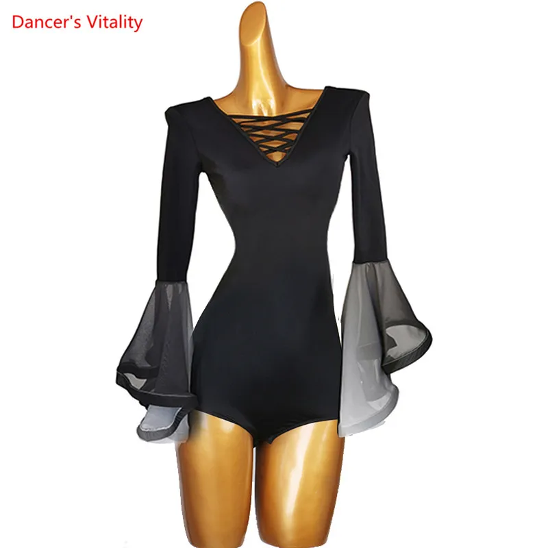 Top Trends: Latin Dance Body Suit V-Neck Long Sleeves Top Performance Clothes Profession Custom Female Adult Child Practice Clothing Shoppable Styles