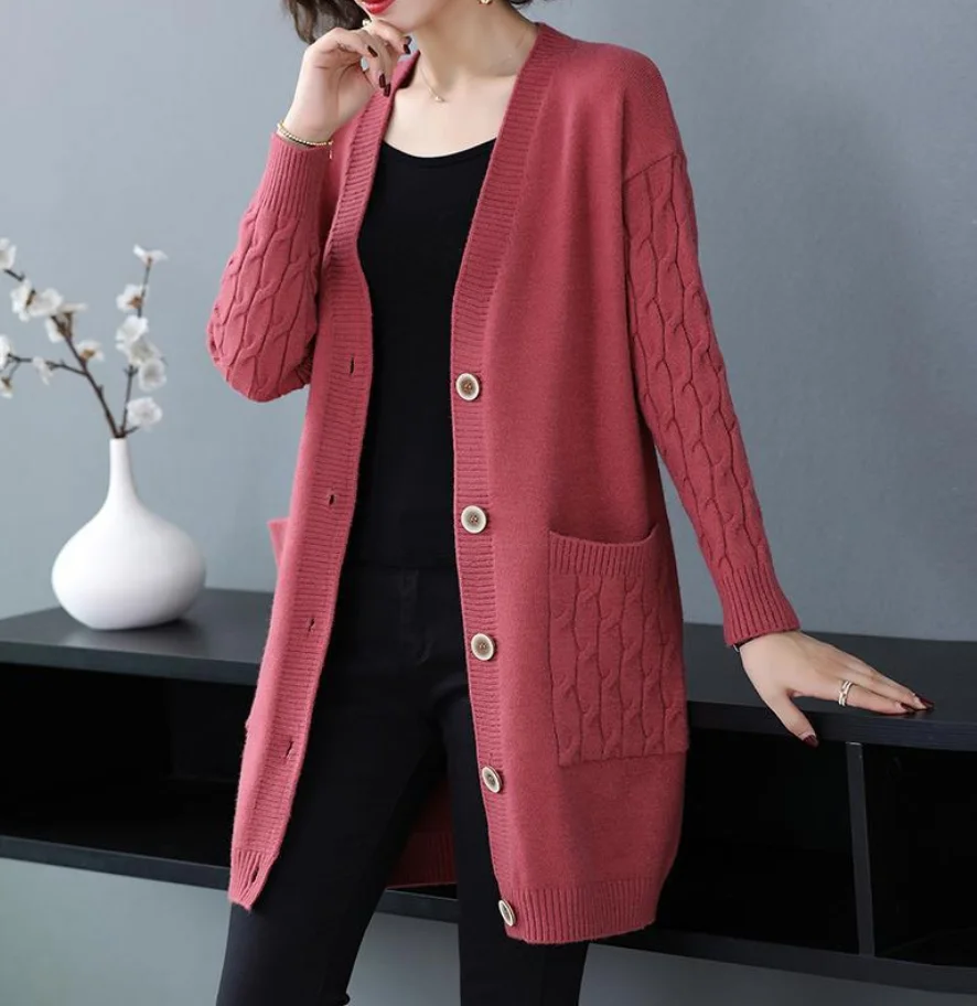 Top Trends: 2023 Autumn Women Vintage Sweater V Neck Solid Loose Knitwear Outerwear Single Breasted Casual Knitted Cardigan Pull Femme G706 Shoppable Styles