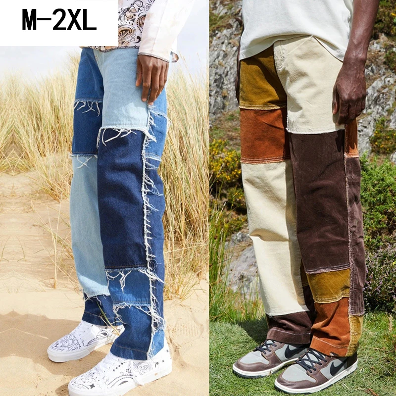 Top Trends: Mens Denim Pants Casual Black Blue Skinny Slim Fit Patchwork Denim Pants 2023 Biker Hip Hop Jeans For Men With Loose Denim Pants Shoppable Styles