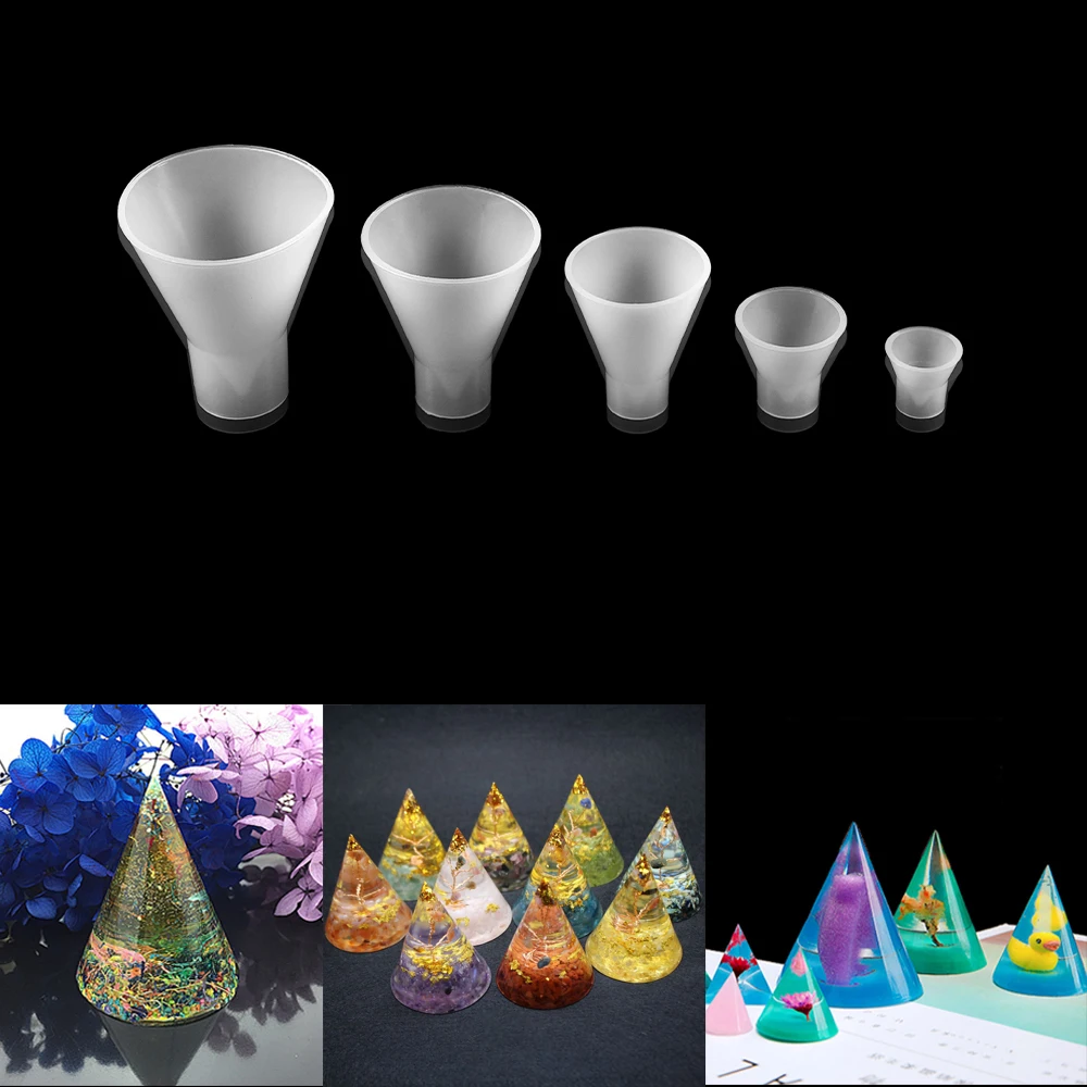 Top Trends: 1pcs Cone Crystal Epoxy Stereoscopic Silicone Mold DIY Manual Cone Cylinder Cubic Triangular Round Cone Energy Tower Making Mold Shoppable Styles