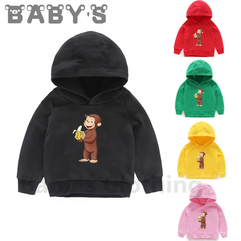 Top Trends: Children Hooded Hoodies Kids Curious George Monkey Cartoon Sweatshirts Baby Pullover Tops Girls Boys Funny Cute Clothes, KMT5266 Shoppable Styles