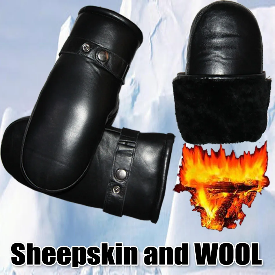 Top Trends: Wool Sheepskin Mittens Men&#039;s Leather Real Wool Gloves Winter Thickened Warm Fur Gloves Outdoor Windproof And Cold-proof New 2023 Shoppable Styles