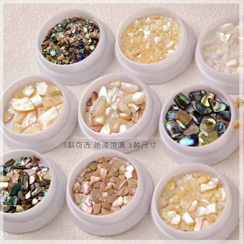 Top Trends: Irregular Shells Gravel Natural Aurora Shell Piece Phantom Color Abalone Shells Gravel Flakes Gradient Flashing Nail Accessories Shoppable Styles