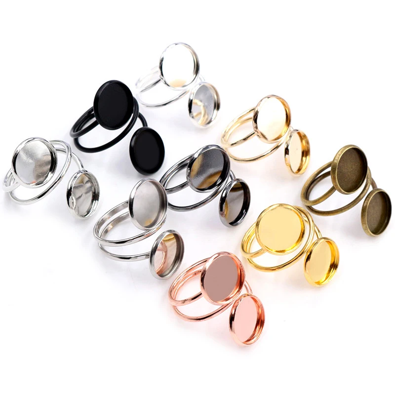 Top Trends: 12mm 5pcs Silver Plated Gold Stainless Steel Adjustable Ring Settings Blank / Base, Fit 12mm Glass Cabochons, Buttons;Ring Bezels Shoppable Styles