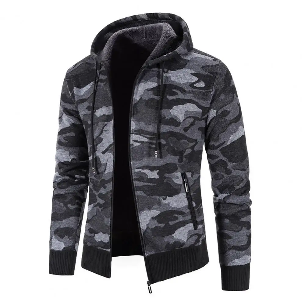 Top Trends: C2021 Men Sweater Fleece Cardigan Winter Men&#039;s Hooded Sweaters Jacket Male Camouflage Thick Warm Sweatercoat For Winter Shoppable Styles