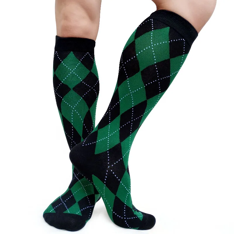 Top Trends: Gentlemen Formal Dress Socks Plaid Knee High Breathable Men Cotton Sock Hose Stocking Sexy Collection Male Sox Shoppable Styles