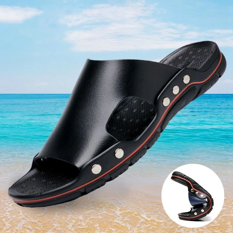 Top Trends: Men's Leather Sandals 2021 Summer New High-quality Beach Slippers Casual Shoes Outdoor Background Beach Shoes Large 45 Shoppable Styles