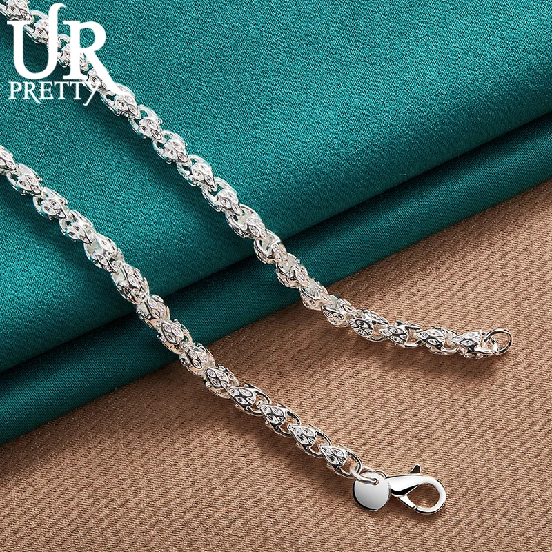 Top Trends: URPRETTY 925 Sterling Silver Beaded Necklace 20 / 24 Inch Chain For Woman Men Wedding Engagement Party Jewelry Shoppable Styles - Image 4