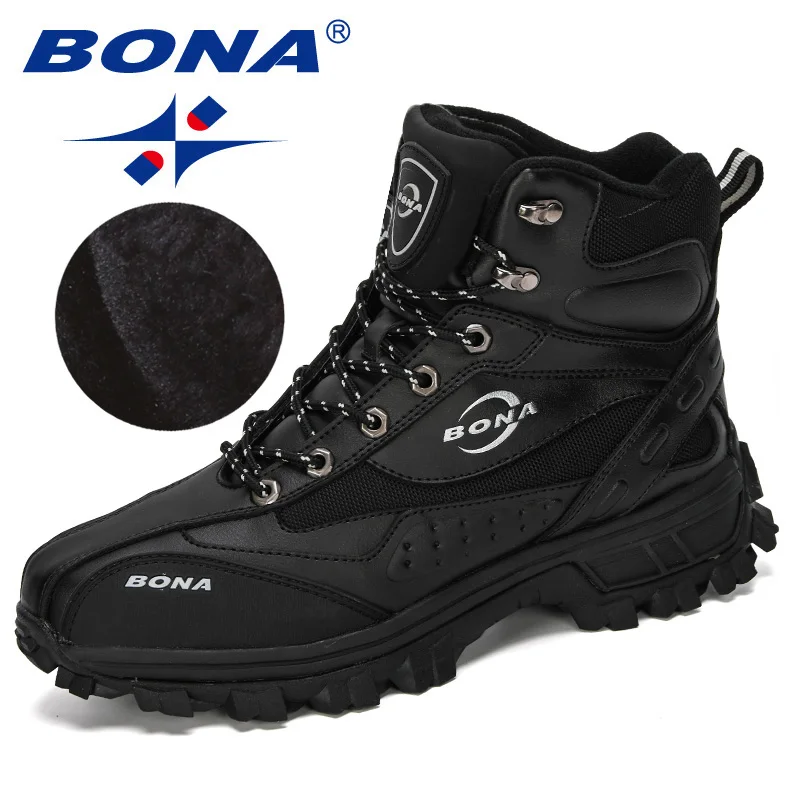 Top Trends: BONA New Designers Action Leather Shoes Climbing & Fishing Shoes Men Outdoor Shoes Man High Top Winter Boots Plush Comfy Shoppable Styles - Image 5