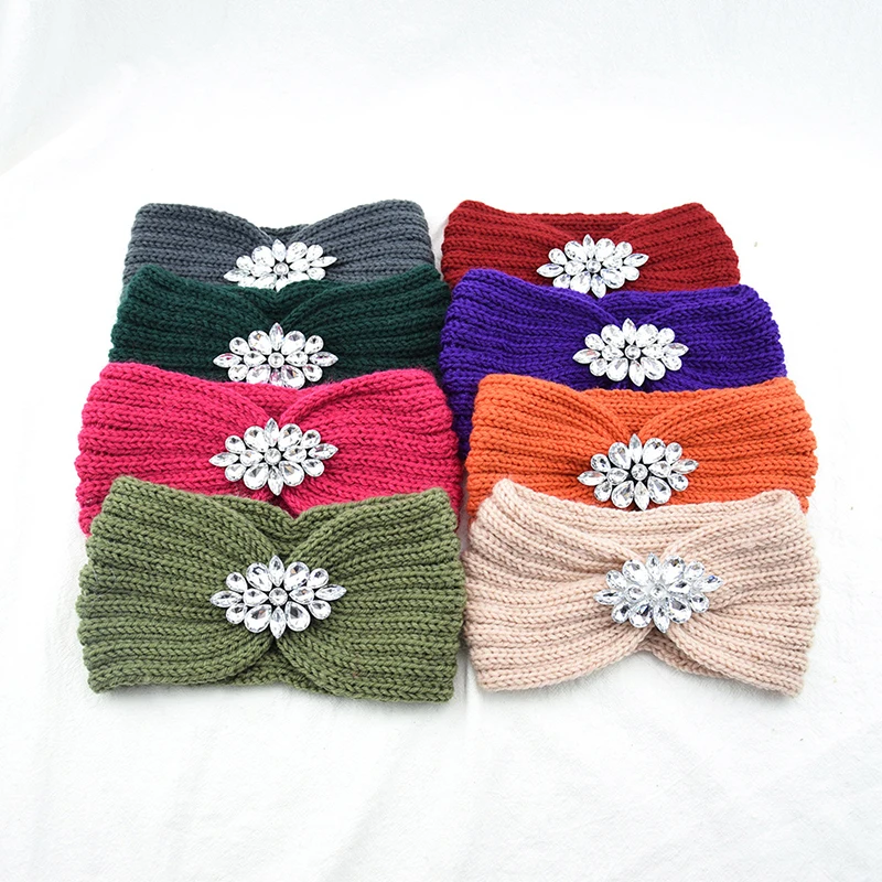 Top Trends: Fashion Crystal Knitted Cross Knot Headband For Women Autumn Winter Hairbands Elastic Turban Headwrap Girls Hair Accessories Shoppable Styles