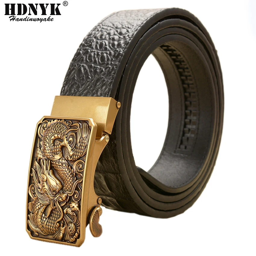 Top Trends: Retro Classical Designer Belt For Men Luxury Real Cowskin Leather Men Belts Waistband High Quality Businessmen Belts Automatic Shoppable Styles