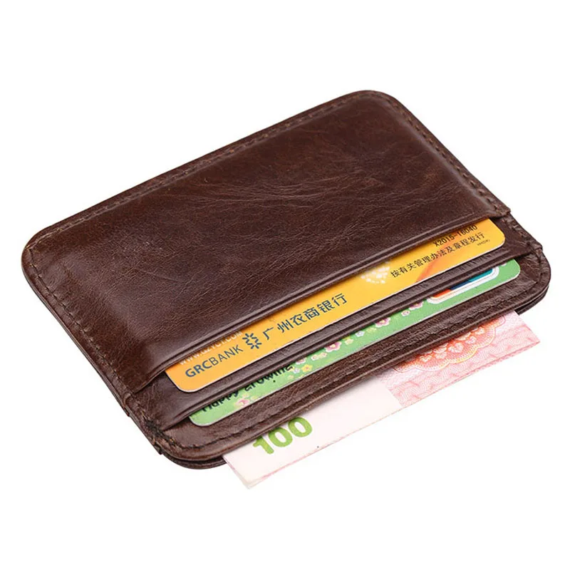 Top Trends: New Arrival Thin Vintage Men's Genuine Leather Small Wallet Slim Credit Card Holder Money Bag ID Card Case Mini Purse For Male Shoppable Styles