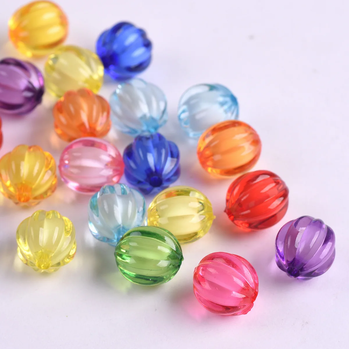 Top Trends: 50pcs Round Pumpkin Shape 8mm 10mm 12mm Acrylic Plastic Loose Beads Wholesale Bulk Lot For Jewelry Making Findings Shoppable Styles