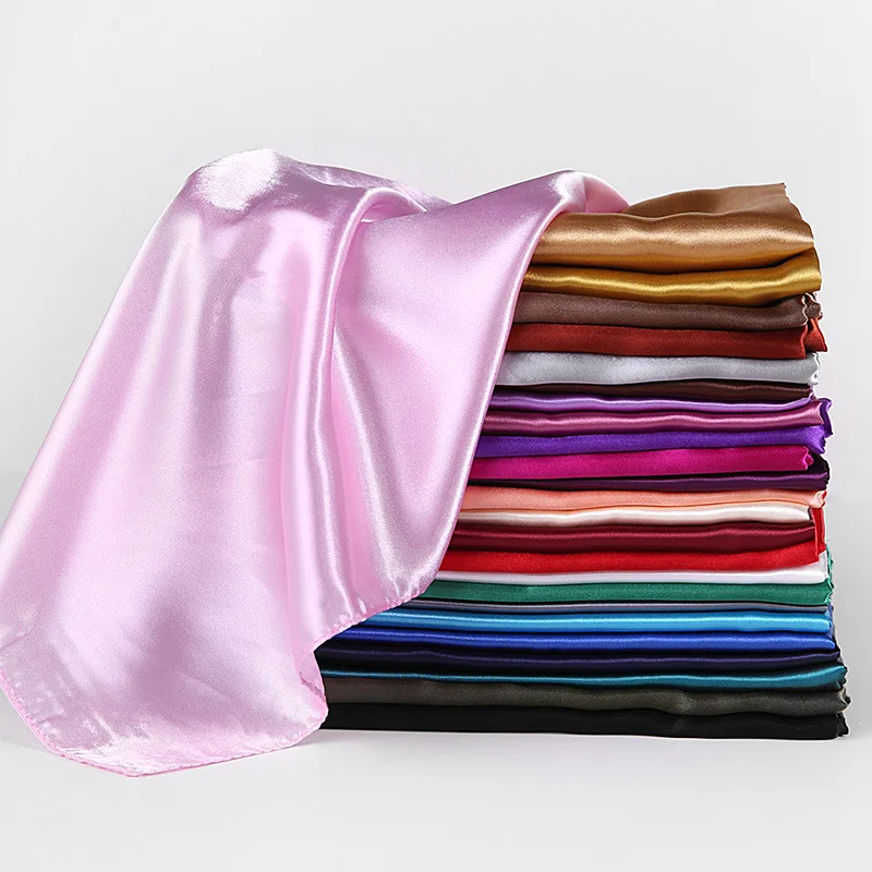 Top Trends: HUISHI Satin Scarf Solid Colors Neckerchief Hijab Scarf For Women Silk Satin Headband Hair Scarves 90cm Square Shawls For Lady Shoppable Styles