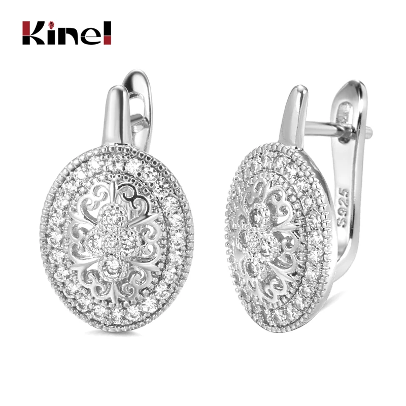 Top Trends: Kinel Classic 925 Sterling Silver Oval Natural Zircon Trendy Spinel Engagement Stud Earrings For Women Fien Jewelry Shoppable Styles