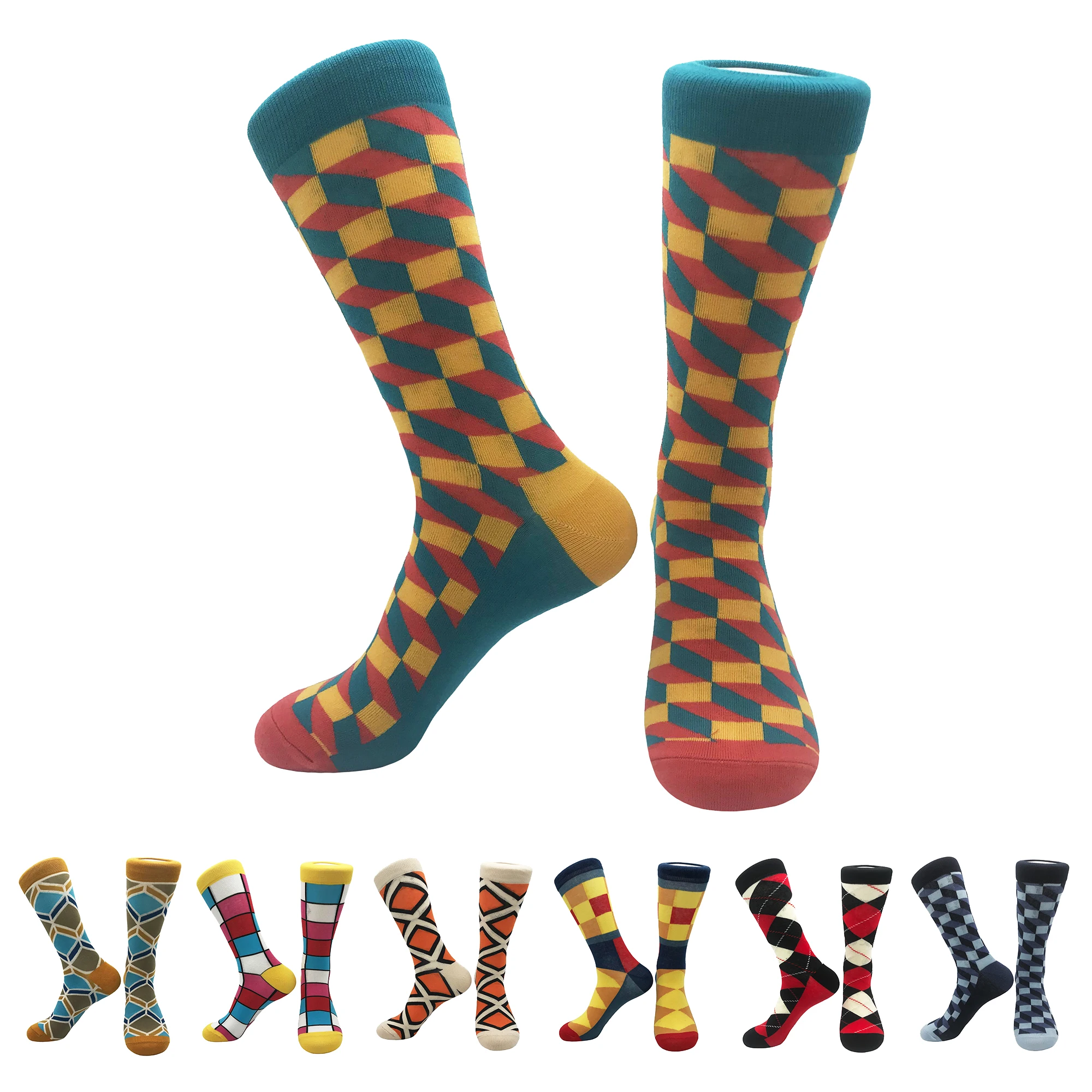 Top Trends: Trendy Socks Men And Women Socks Lattice In The Tube Geometric Abstract Pattern Stockings Cotton Socks Hip-hop Sports Couples Un Shoppable Styles