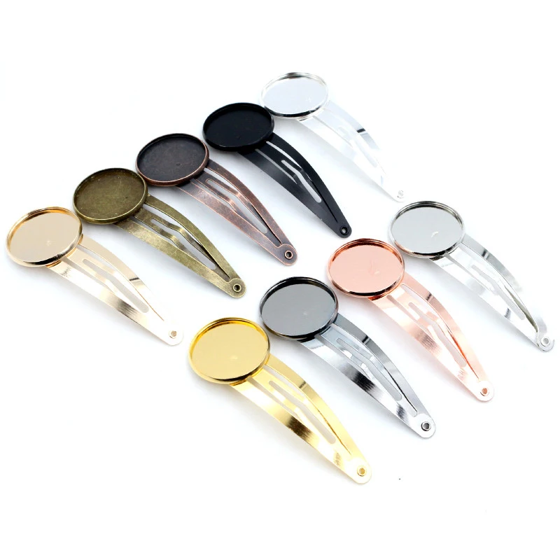 Top Trends: 12mm 20mm 10pcs High Quality 4 Colors Plated Copper Material Hairpin Hair Clips Hairpin Base Setting Cabochon Cameo Shoppable Styles