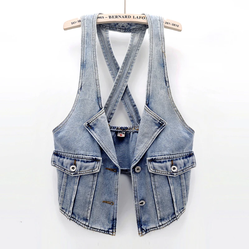 Top Trends: Vintage Denim Vest Women Spring Autumn Fashion Femme Slim Sleeveless Jacket Casual Short Jeans Waistcoat Ladies Tops H1201 Shoppable Styles