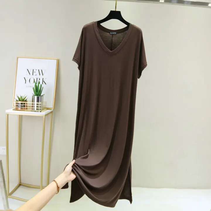 Top Trends: Fdfklak Korean Modal Sleepwear Women Night Shirt Comfortable Long Dress Sexy V Neck Nightgowns Female Lounge Wear Nightdress Shoppable Styles - Image 3