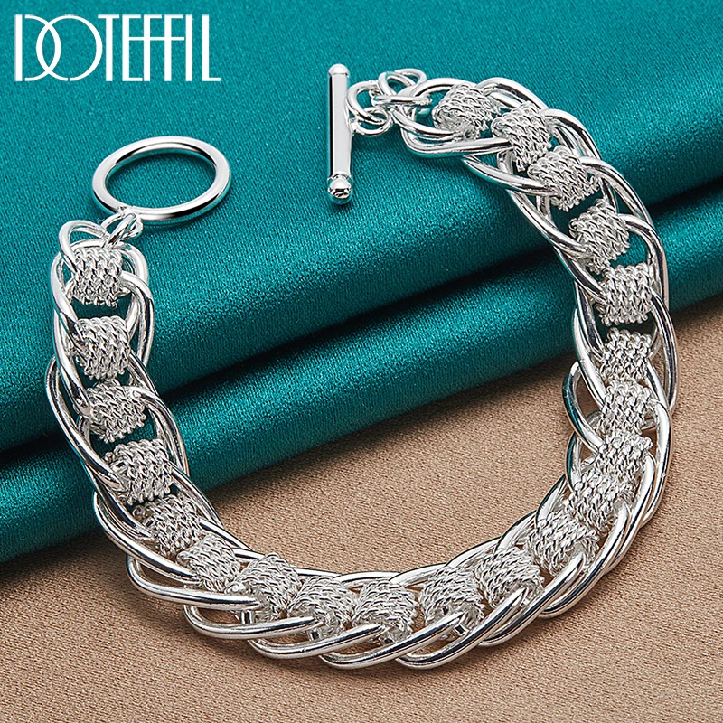 Top Trends: DOTEFFIL 925 Sterling Silver 24K Gold Many Circle Charm Chain Bracelet For Women Man Fashionable Wedding Engagement Jewelry Shoppable Styles