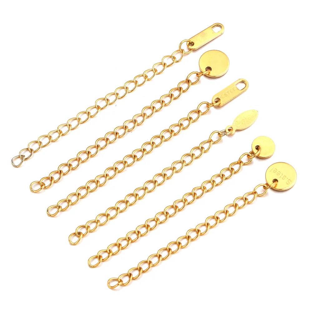 Top Trends: 20pcs / lot Stainless Steel 18k Gold Extended Extension Tail Chain Tag Connector DIY Jewelry Making Findings Bracelet Necklace Shoppable Styles