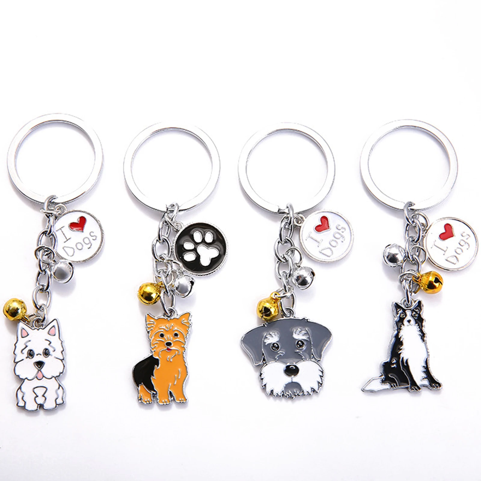 Top Trends: Fashion Pet Memorial Keychain Dog Pendant White Maltese Animal Bell Enamel Keyring Women Bag Jewelry Girls 10cm, 1Piece Shoppable Styles - Image 6