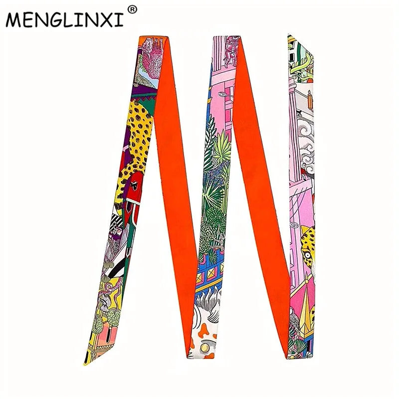 Top Trends: 200cm &quot;City Of Animals&quot; Brand Long Women Scarf Fashion Female Belt Skinny Head Scarves For Ladies Silk Scarf Tie Bag Ribbons Shoppable Styles