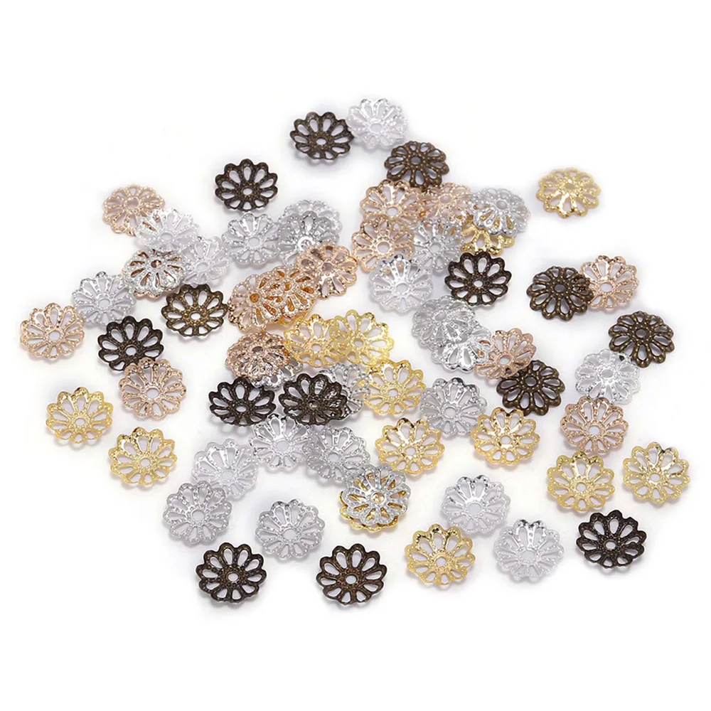 Top Trends: 200pcs 6mm 9mm Bulk Gold Plated Flower Petal End Spacer Beads Caps Charms Bead Cups For DIY Jewelry Making Accessories Wholesale Shoppable Styles