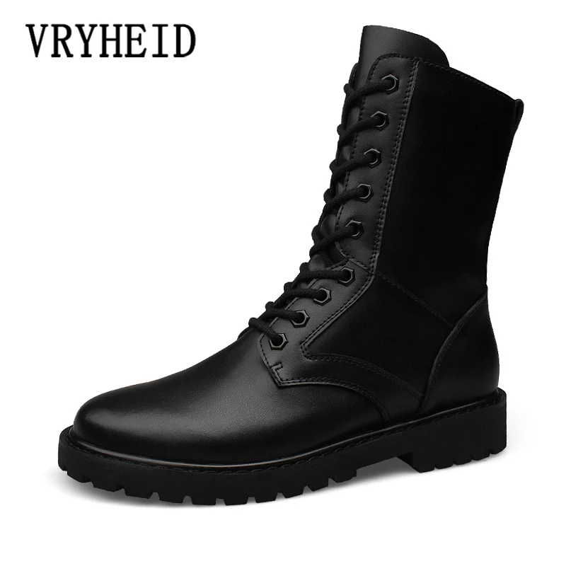 Top Trends: VRYHEID Unisex-Adult Boots For Men And Women Winter Warm Combat Boots Non-slip Genuine Leather Military Boot Army Big Size 35-52 Shoppable Styles