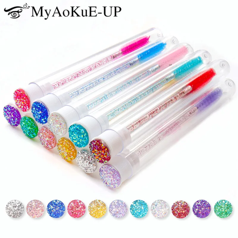 Top Trends: 1 / 5 / 10Pcs Diamond Eyebrow Brush Tube Disposable Eyelash Brush Reusable Crystal Lash Brush Replaceable Dust-proof Sparkling Bling Shoppable Styles