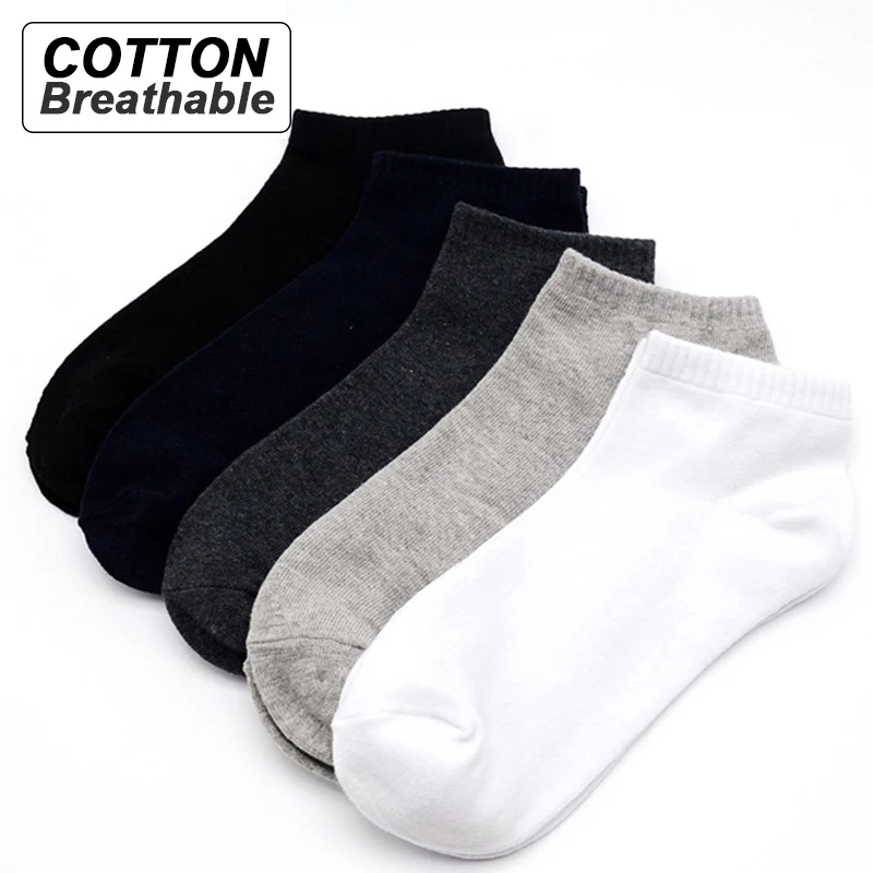 Top Trends: 5Pairs / lot Men Socks Cotton Large Size39-48 High Quality Casual Breathable Boat Socks Short Men Socks Busines Male Socks Summer Shoppable Styles