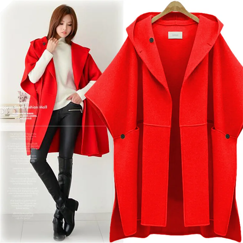 Top Trends: Autumn Winter Coat Women 2023 Casual Femmes Batwing Sleeve Thick Jackets Female Loose Hooded Wool Outerwear Casaco Feminino Shoppable Styles - Image 2