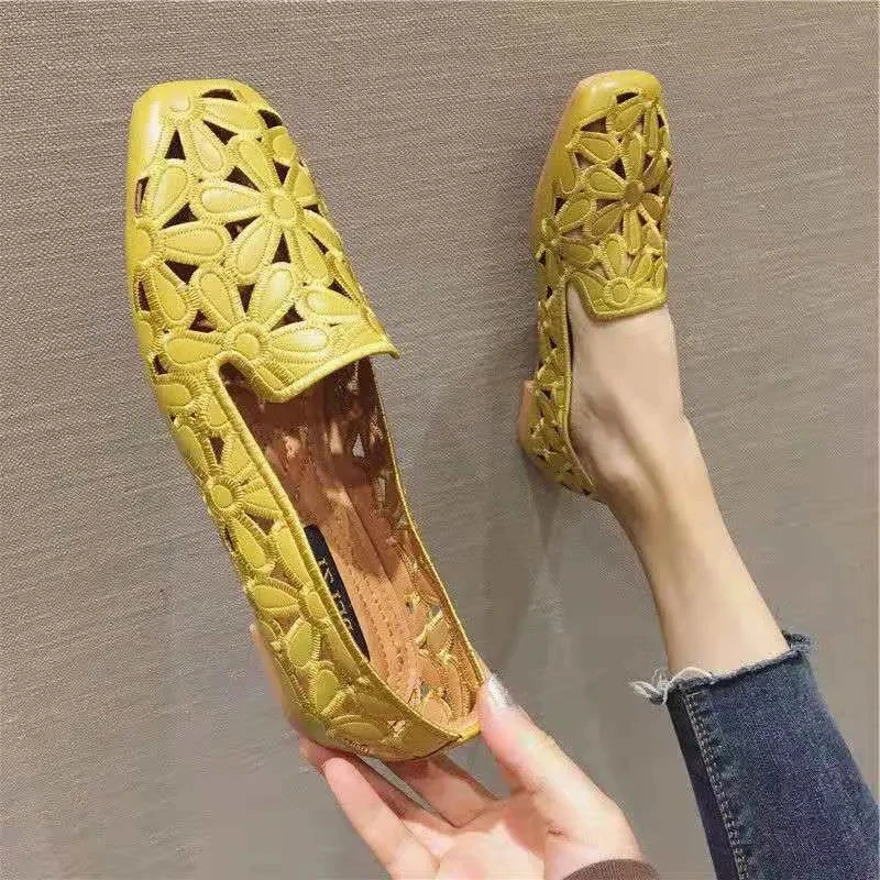 Top Trends: Size 35-42 Square Toe Summer Shoes For Women Embroidery Designer Shoes Soft Slipon Loafers Moccasin Leisure Women&#039;s Ballet Flats Shoppable Styles