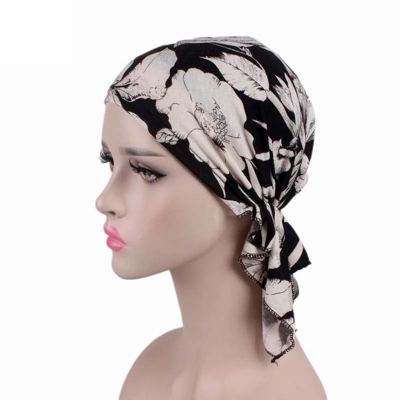 Top Trends: New High Quality Women Stretchy Turban Cotton Beanie Pre Tied Scarf Head Scarf Chemo Hat Cancer Scarves Lady Hair Accessories Shoppable Styles - Image 3