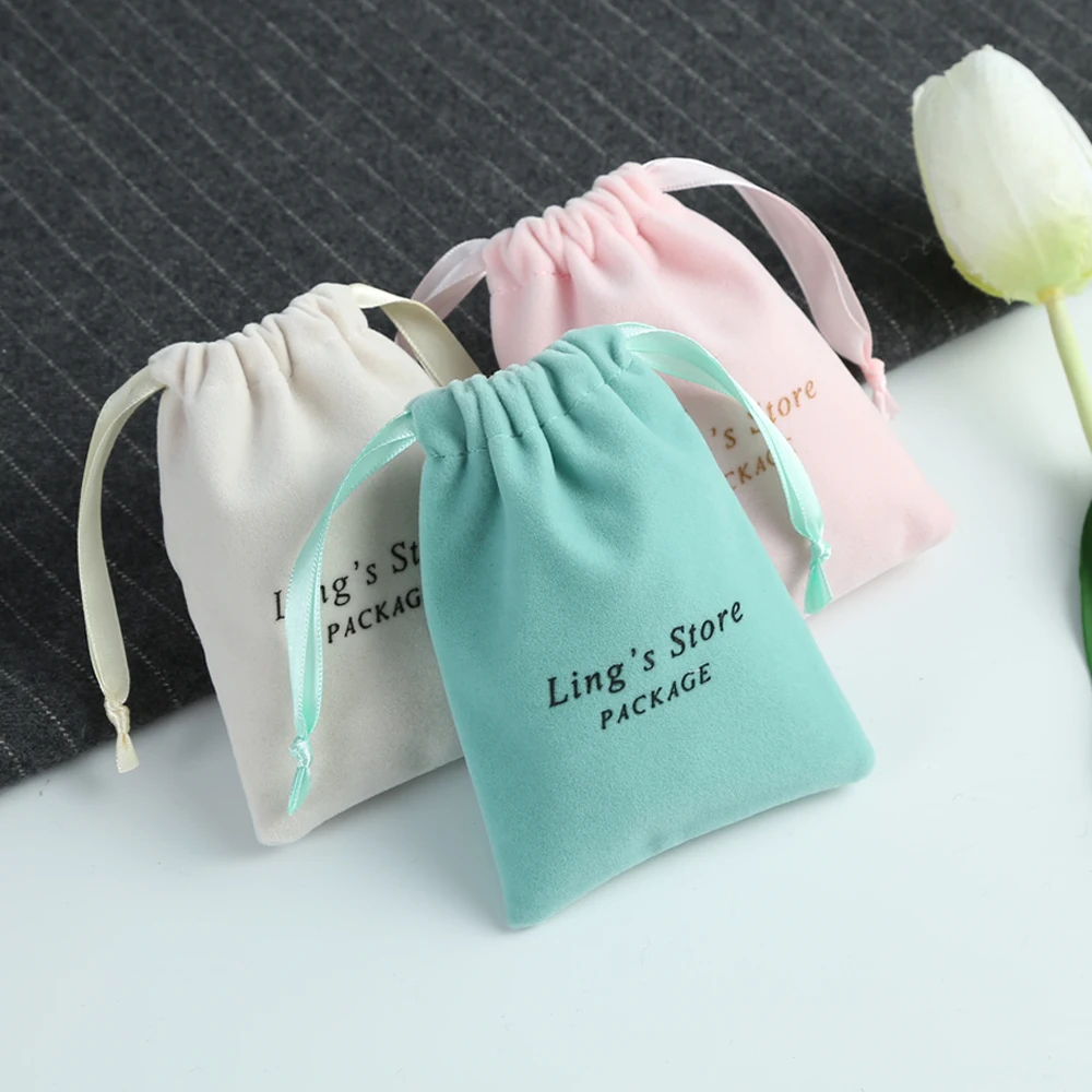 Top Trends: Thick Velvet Jewelry Bag Drawstring With Ribbon Small Pouches For Wedding Party Candy Bag Earring Packing Organizer Custom Shoppable Styles - Image 5