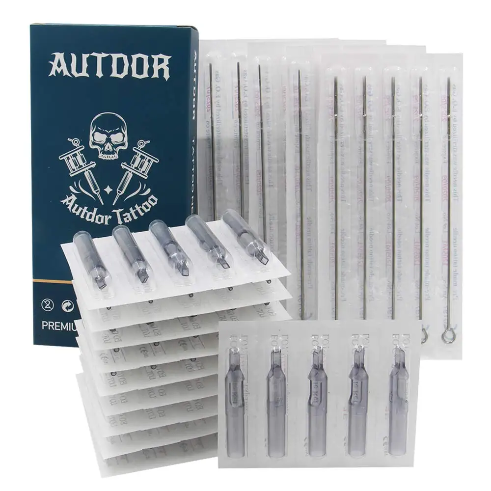 Top Trends: Tattoo Needles Tips Kit, 50Pcs 3RL 5RL 7RL 9RL 11RL Tattoo Needles + 50pcs 3 / 5 / 7 / 9 / 11RT Grey Disposable Tattoo Tips Tattoo Kit Shoppable Styles