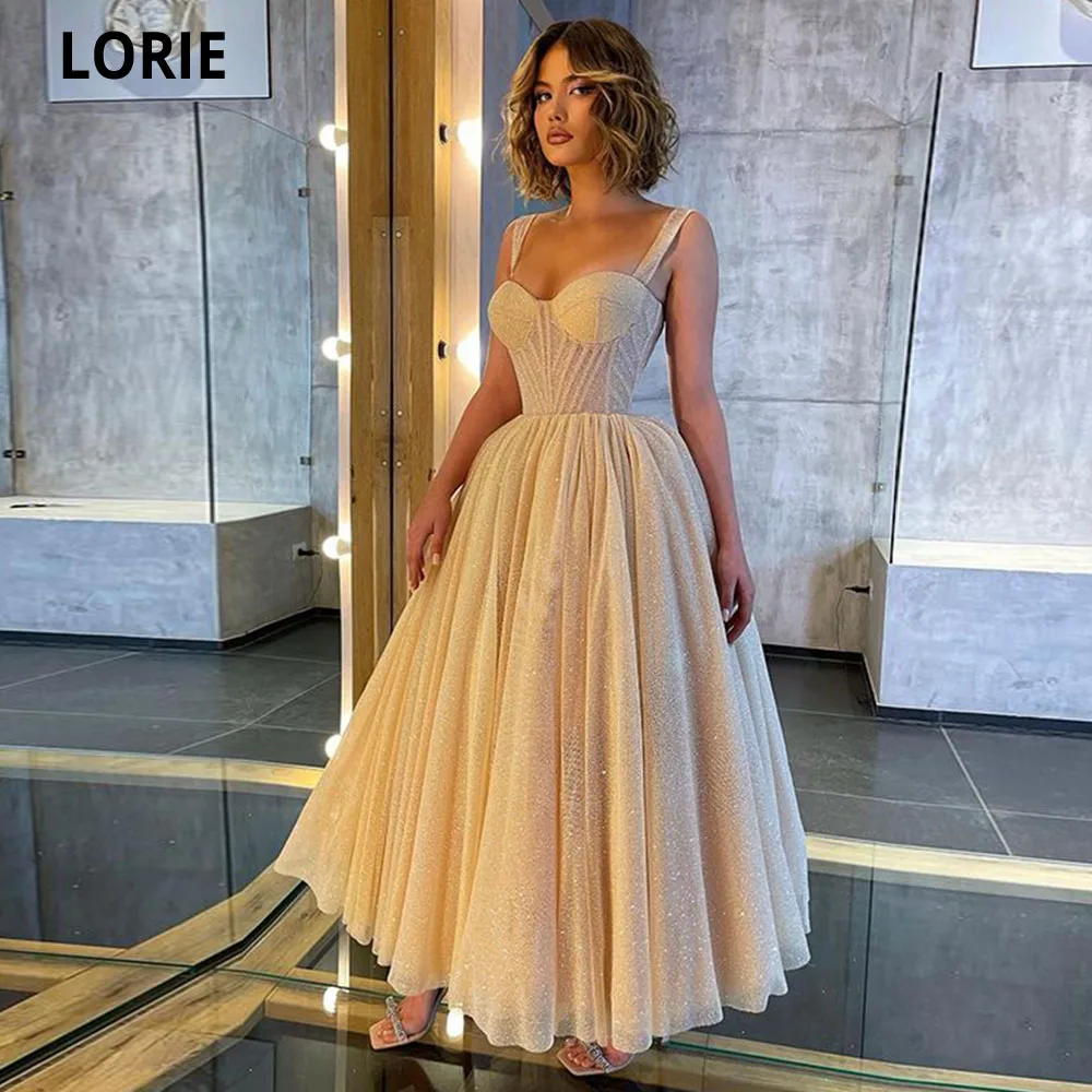 Top Trends: LORIE 2022 Glitter Sequins Tulle Long Evening Dresses Sleeveless Spaghetti Straps Newest Formal Prom Gowns Party Robes De Soirée Shoppable Styles