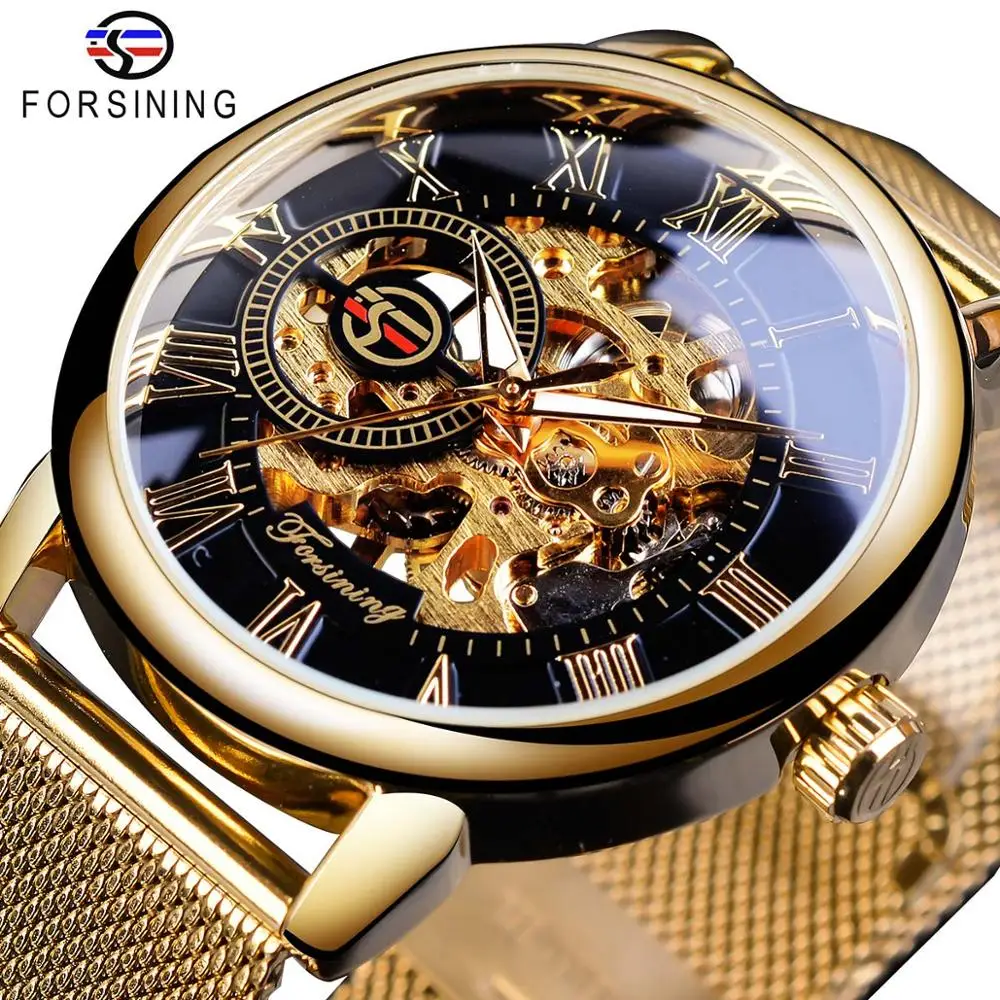 Top Trends: Forsining Transparent Case 2017 Fashion 3D Logo Engraving Men Watches Top Brand Luxury Mechanical Skeleton Wrist Watch Clock Men Shoppable Styles