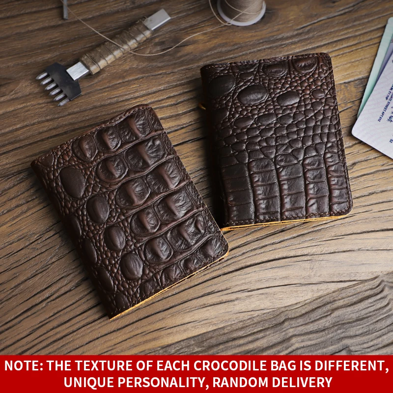 Top Trends: Retro Crocodile Pattern Card Holder Handmade Genuine Leather Credit Card Case Driver License Slot Wallet Purse Pouch Men Women Shoppable Styles