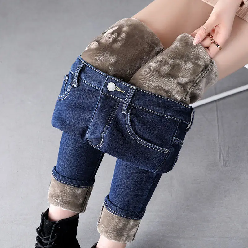 Top Trends: Thick Winter Warm Skinny Jeans For Women Female High Waist Velvet Denim Pants Streetwear Stretch Trousers Plus Size Shoppable Styles