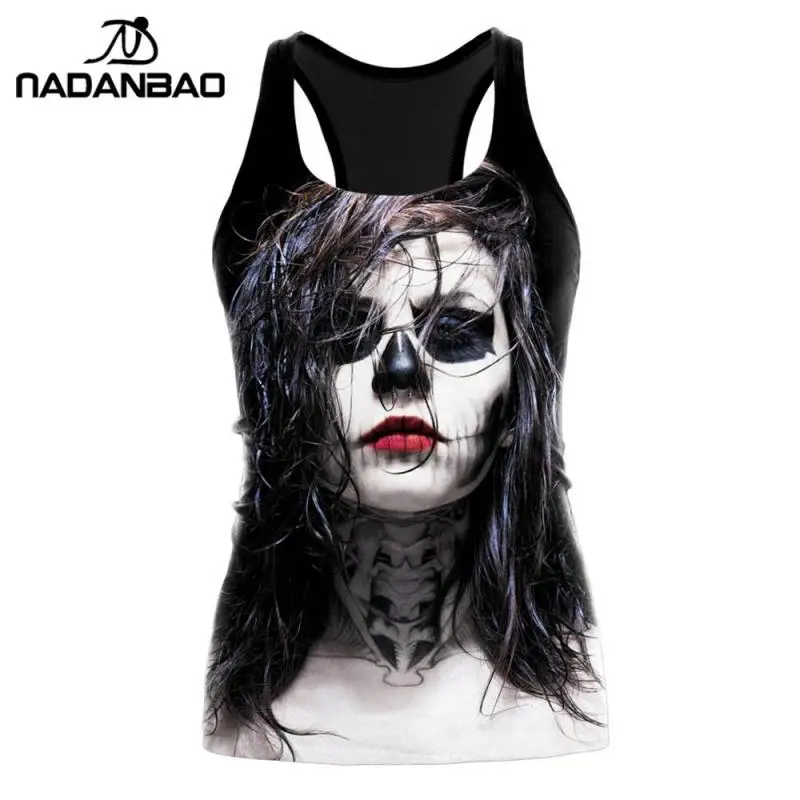 Top Trends: NADANBAO 2024 HOT Ouija Black Tank Tops Gothic Skeleton Printed Vest Fashion Shirt Summer Sexy Slim Vest Sleeveless Streetwear Shoppable Styles - Image 3