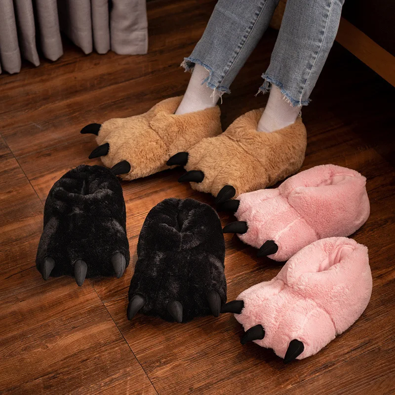 Top Trends: Women's Girl's Winter Slipper Shoe 2021 New Designer Christmas Animal Slippers Bear Paw Thick Fur House Shoes For Wife Daughter Shoppable Styles