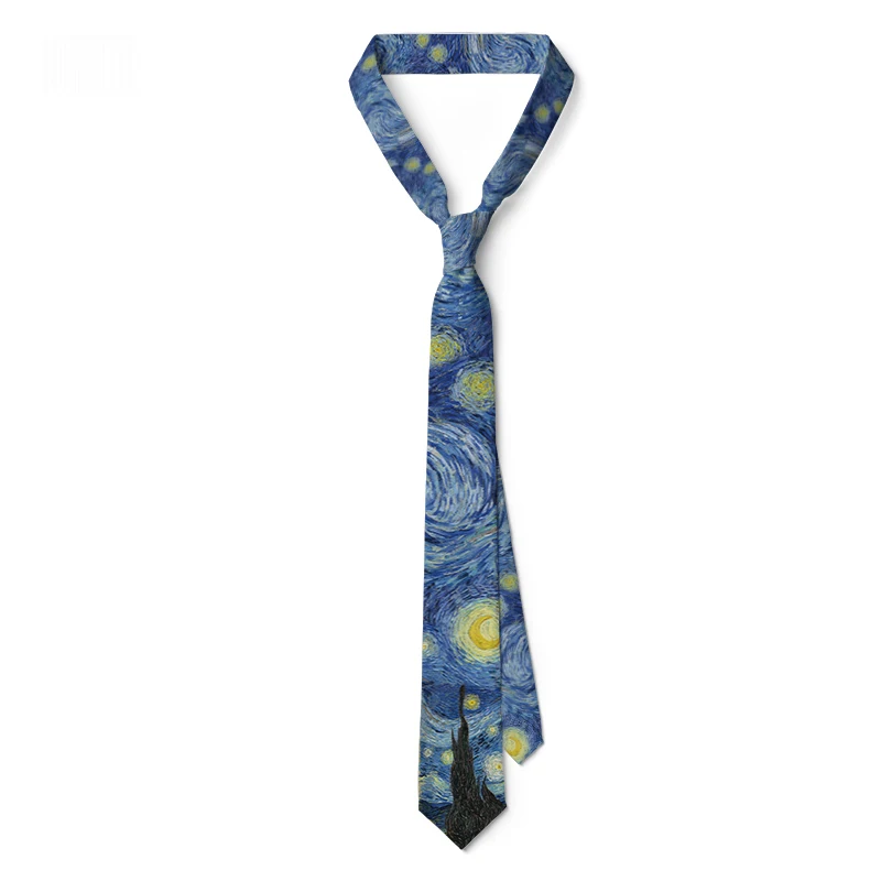 Top Trends: Starry Night Printed Neckties 8cm Famous Oils Painting Men Ties Party Gifts Festival Business Appointment Shirt Accessories Ties Shoppable Styles