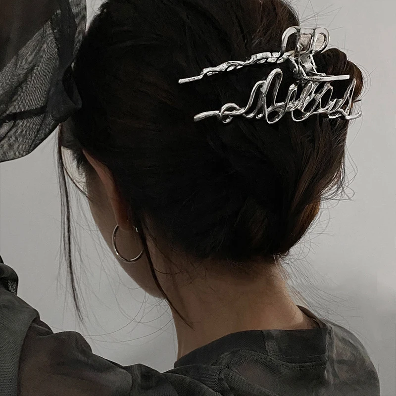 Top Trends: Ruoshui Woman Novelty Irregular Hairpins Punk Style Metal Silver Hair Claws Barrettes Women Hair Accessories Hair Clips Hairgrip Shoppable Styles