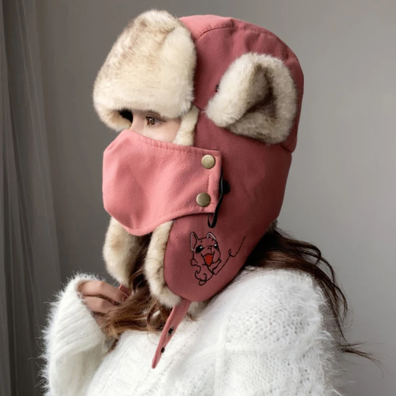 Top Trends: HT2876 Russian Hat Thick Warm Women Winter Hat Ladies Earflap Trapper Snow Ski Cap Female Mask Ushanka Fur Hat Women Bomber Hat Shoppable Styles