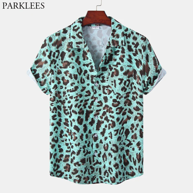 Top Trends: Sexy Leopard Print Mens Hawaiian Shirt 2023 Summer New Short Seleeve Quick Dry Beach Shirts Men Holiday Aloha Rock Party Shirt Shoppable Styles